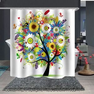 AIPERQ Waterproof Shower Curtain Anti-Mold Made of 100% Polyester Fabric, Bathroom Curtain with 12 Rings, Multicolor Tree and Floral Print 180x200cm AIPERQ Waterproof Shower Curtain Anti-Mold Made of 100% Polyester Fabric, Bathroom Curtain with 12 Rings, Multicolor Tree and Floral Print 180x200cm