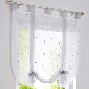 1 Piece Roman Blinds with Embroidery, Transparent Curtains for Bedroom, Balcony, Kitchen, Grey, 80 cm x 140 cm - Ymyny 1 Piece Roman Blinds with Embroidery, Transparent Curtains for Bedroom, Balcony, Kitchen, Grey, 80 cm x 140 cm - Ymyny