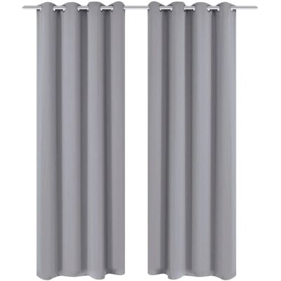vidaXL 2x Blackout Curtains with Metal Eyelets 135x175 cm Grey - Curtains vidaXL 2x Blackout Curtains with Metal Eyelets 135x175 cm Grey - Curtains