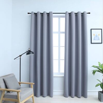 vidaXL 2x Blackout Curtains Grey 140x175cm - Curtains vidaXL 2x Blackout Curtains Grey 140x175cm - Curtains