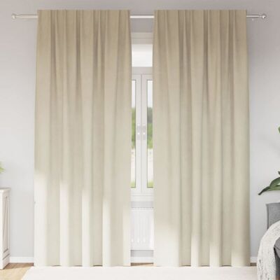 vidaXL - Cream Polyester Curtains 140x225 - Cream - Curtains vidaXL - Cream Polyester Curtains 140x225 - Cream - Curtains