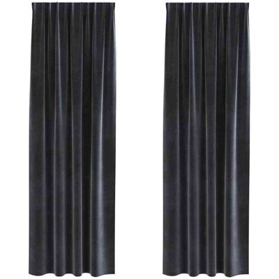 vidaXL Dark Grey Polyester Curtains 140x260cm - Blackout vidaXL Dark Grey Polyester Curtains 140x260cm - Blackout