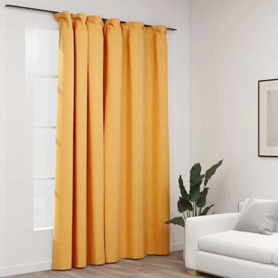 vidaXL Linen-Look Blackout Curtain with Hooks Yellow 290x245 cm vidaXL Linen-Look Blackout Curtain with Hooks Yellow 290x245 cm