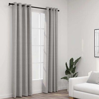 vidaXL Blackout Curtains Grommets Linen 2pcs Grey - Curtain vidaXL Blackout Curtains Grommets Linen 2pcs Grey - Curtain