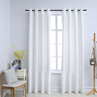 vidaXL Off White Blackout Curtains with Metal Rings - Curtains vidaXL Off White Blackout Curtains with Metal Rings - Curtains