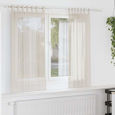 Voile Curtains with Tab Top 2 pcs Cream Vidaxl Voile Curtains with Tab Top 2 pcs Cream Vidaxl