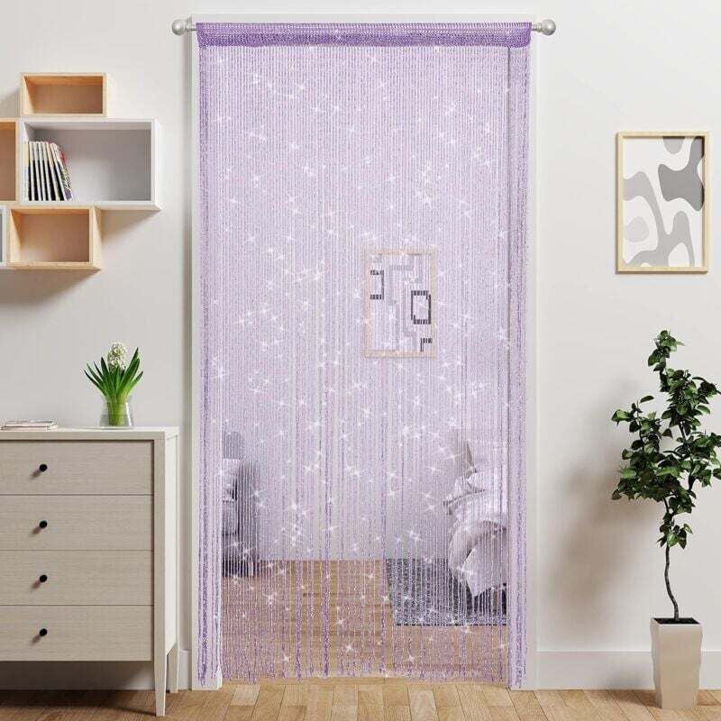 YMYNY String Door Curtain, Door Beads Room Divider Beaded Decoration Panel Glitter Fringe Door Window Sequin Sheer Boho Tassel Door Curtain (Purple) mumu