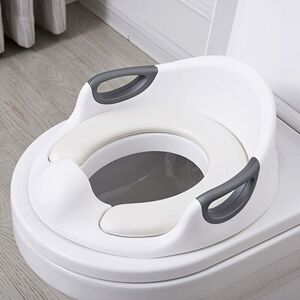 DENUOTOP Child Toilet Reducer, Baby Toilet Seat, Child Toilet Seat, Non-Slip Toilet Reducer, Round/Oval Toilet with Handle/Cushion/Backrest, Easy to Clean