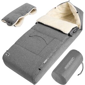 Monzana - Baby Footmuff Hand Warmer Weatherproof Reflective Strips Zip Removable Washable For Strollers Prams 90x60cm Grey Grey