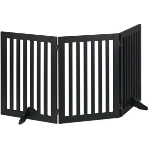 Tall Safety Gate for Kids & Pets, with Feet and Floor Protectors, Free-Standing Barrier, 70 x 154 cm, Black - Relaxdays