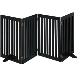 Tall Safety Gate for Kids & Pets, with Feet and Floor Protectors, Free-Standing Barrier, 70 x 205 cm, Black - Relaxdays