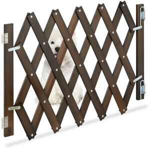 Safety Gate, Barrier, Extendable up to 108.5 cm, 47.5-60cm high, Bamboo, Stair & Door, Dog & Baby Guard, Brown - Relaxdays
