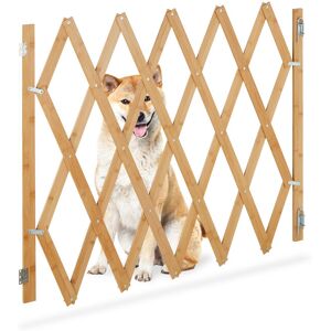 Safety Gate, Barrier, Extendable up to 140 cm, 87-97 cm high, Bamboo, Stair & Door, Dog & Baby Guard, Natural - Relaxdays