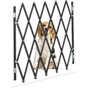 Relaxdays Safety Gate, Dog Barrier, Extendable up to 118 cm, 69-82.5 cm high, Bamboo & Iron, Stairs & Doors Guard, Black