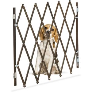 Safety Gate, Dog Barrier, Width Extendable up to 118 cm, 69-82.5 cm high, Bamboo & Iron, Stairs & Doors, Brown - Relaxdays