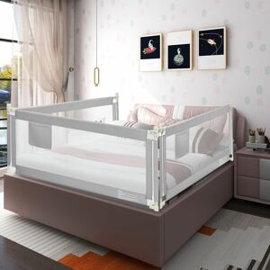 Gymax - 196 cm Bed Rail for Toddlers 24-Level Height Adjustable Safety Bed Guardrail