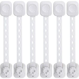 Aougo - Baby Safety Lock(Improved), Set of 6 Child/Baby Cupboard Locking Latches, for Drawer, Fridge(White, No Tool Required)