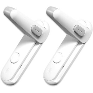 Aougo - Childproof Door Lever Lock, Baby Safety Door Handle Lock, Easy to Install and Use 3M vhb Adhesive No Tools or Drill Required (White, 2 Pieces)