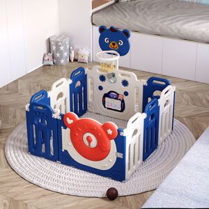 Livingandhome - Blue and White Baby Playpen Kids Safety Gate with Basketball Hoop