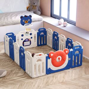 LIVINGANDHOME Blue and White Foldable Child Playpen Kids Safety Gate