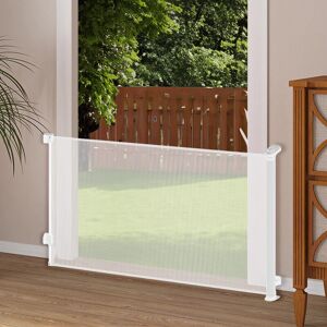 Livingandhome - White Retractable Safety Gate for Kids and Pets