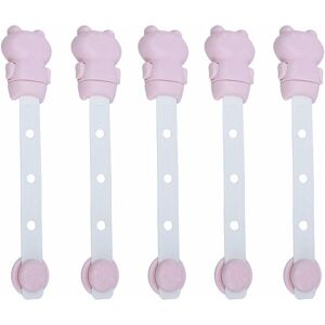 NORCKS 5 Pcs Child Safety Lock Cartoon Baby Proof Cabinet Lock 3 Modes Adjustable Strap Baby Safety Locks Pink - Pink