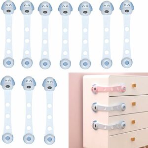 Norcks - Adjustable Child Safety Locks 10 Pack, Baby Proof Cupboard Locks, Latches for Kitchen, Cupboard, Door, Cabinets, Drawer, Easy Install, No