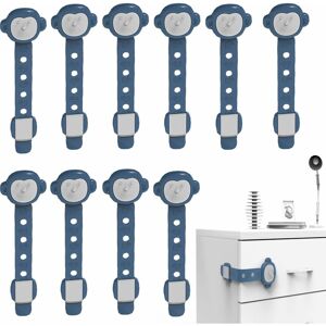 Norcks - Adjustable Child Safety Locks 10 Pack, Baby Proof Cupboard Locks, Latches for Kitchen, Cupboard, Door, Cabinets, Drawer, Easy Install, No