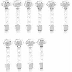 Norcks - Adjustable Child Safety Locks 10 Pack, Baby Proof Cupboard Locks, Latches for Kitchen, Cupboard, Door, Cabinets, Drawer, Easy Install, No