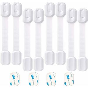 Adjustable Child Safety Locks, 8 Pack Baby Proof Your Cabinets with No Trapped Fingers, Easy Install, No Tools Needed - White - Norcks