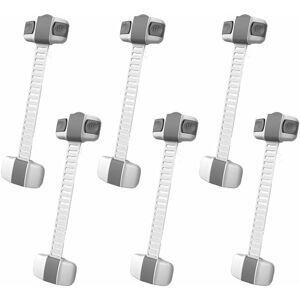 NORCKS Child Safety Lock Set of 6(Grey), Baby Gate Lock Adjustable Band Child Baby Latches on Closet Cabinets Drawers Ovens Refrigerators Easy to Install