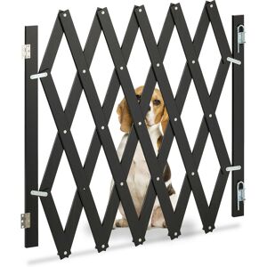 Relaxdays Safety Gate, Barrier, Extendable up to 126 cm, 70-82 cm high, Bamboo, Stair & Door, Dog & Baby Guard, Black