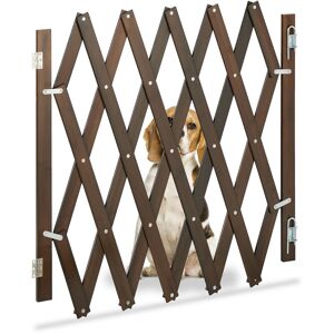 Safety Gate, Barrier, Extendable up to 126 cm, 70-82 cm high, Bamboo, Stair & Door, Dog & Baby Guard, Brown - Relaxdays