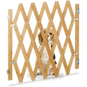 Safety Gate, Barrier, Extendable up to 126 cm, 70-82 cm high, Bamboo, Stair & Door, Dog & Baby Guard, Natural - Relaxdays