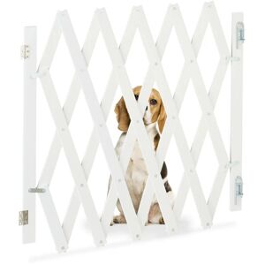 Safety Gate, Barrier, Extendable up to 126 cm, 70-82 cm high, Bamboo, Stair & Door, Dog & Baby Guard, White - Relaxdays