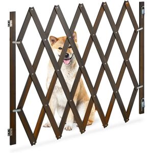 Safety Gate, Barrier, Extendable up to 140 cm, 87-97 cm high, Bamboo, Stair & Door, Dog & Baby Guard, Brown - Relaxdays