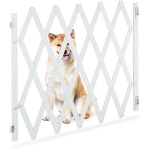 Safety Gate, Barrier, Extendable up to 140 cm, 87-97 cm high, Bamboo, Stair & Door, Dog & Baby Guard, White - Relaxdays