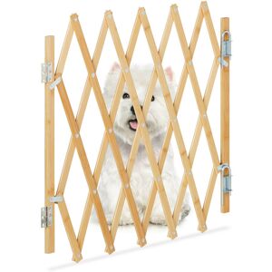 Safety Gate, Barrier, Extendable up to 96 cm, 48.5-60 cm high, Bamboo, Stair & Door Dog Guard, Natural - Relaxdays