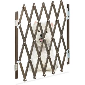 Safety Gate, Dog Barrier, Width Extendable up to 96 cm, 48.5-60 cm high, Bamboo & Iron, Stairs & Doors, Brown - Relaxdays