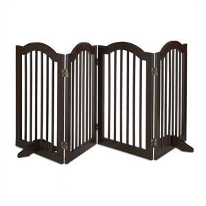 Safety Gate, Foldable Fence with Wide Feet, for Children & Pets, Free-Standing, hwd: 92 x 205 cm, Dark Brown - Relaxdays