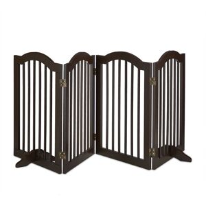 Safety Gate, Foldable Fence with Wide Feet, for Children & Pets, Free-Standing, hwd: 92 x 205.5 x 30 cm, Brown - Relaxdays