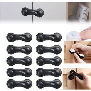 CCYKXA 10 Pcs Baby Safety Cabinet Locks, Adhesive Drawer Locks for Children, Plastic Kitchen Refrigerator Locks, Furniture Safety Locks (Black)