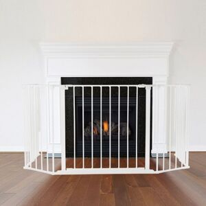 Safetots - Multi Panel Fire Surround, 82cm Deep x 104cm Wide, White, 70cm Tall, Child and Pet Safety, Baby and Toddler Fire Guard