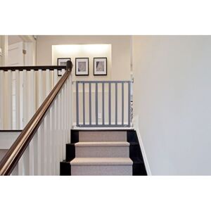 Safetots Top of The Stairs Screw Fitted Stair Gate, Grey Wooden, 63.5cm - 105.5cm, Wood Baby Gate, Stylish Safety Gate