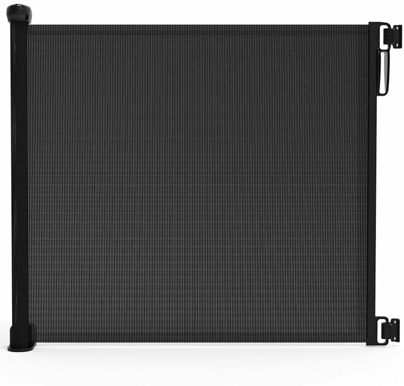 VOUNOT Retractable Stair Gate, Extend Up to 180cm Wide, Silent One-Hand Operation Safety Door Gate, Black