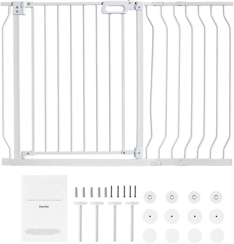 Mophorn - Baby Gate, 29.5'-48.4' Extra Wide, 30' High, Easy Step Walk-Thru Auto-Close Child & Pet Gate, Pressure & Wall Mount Kits for Stairs &