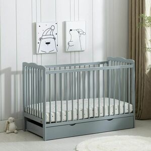 Mcc Direct - mcc Brooklyn Baby Cot Crib with Water repellent Mattress & Wheeled Drawer grey