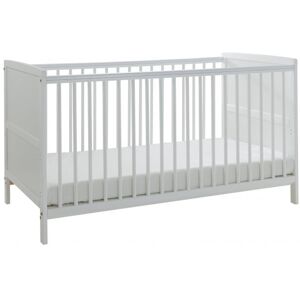 KINDER VALLEY Sydney White Cot Bed with Teething Rails   Converts to Toddler Bed   Solid Pine Wood - White