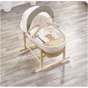 Kinder Valley - Tiny Ted Palm Moses Basket with Rocking Stand Natural, Quilt, Padded Liner, Body Surround & Adjustable Hood - Cream - Cream