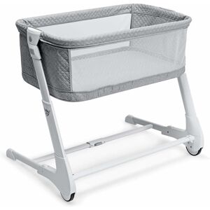 Costway - Bedside Crib, Baby Sleeper Bassinet with Mattress, Breathable Mesh & Wheels, 8 Height Adjustable Sleeping Cot for 0-6 Months, 15kg (Grey)